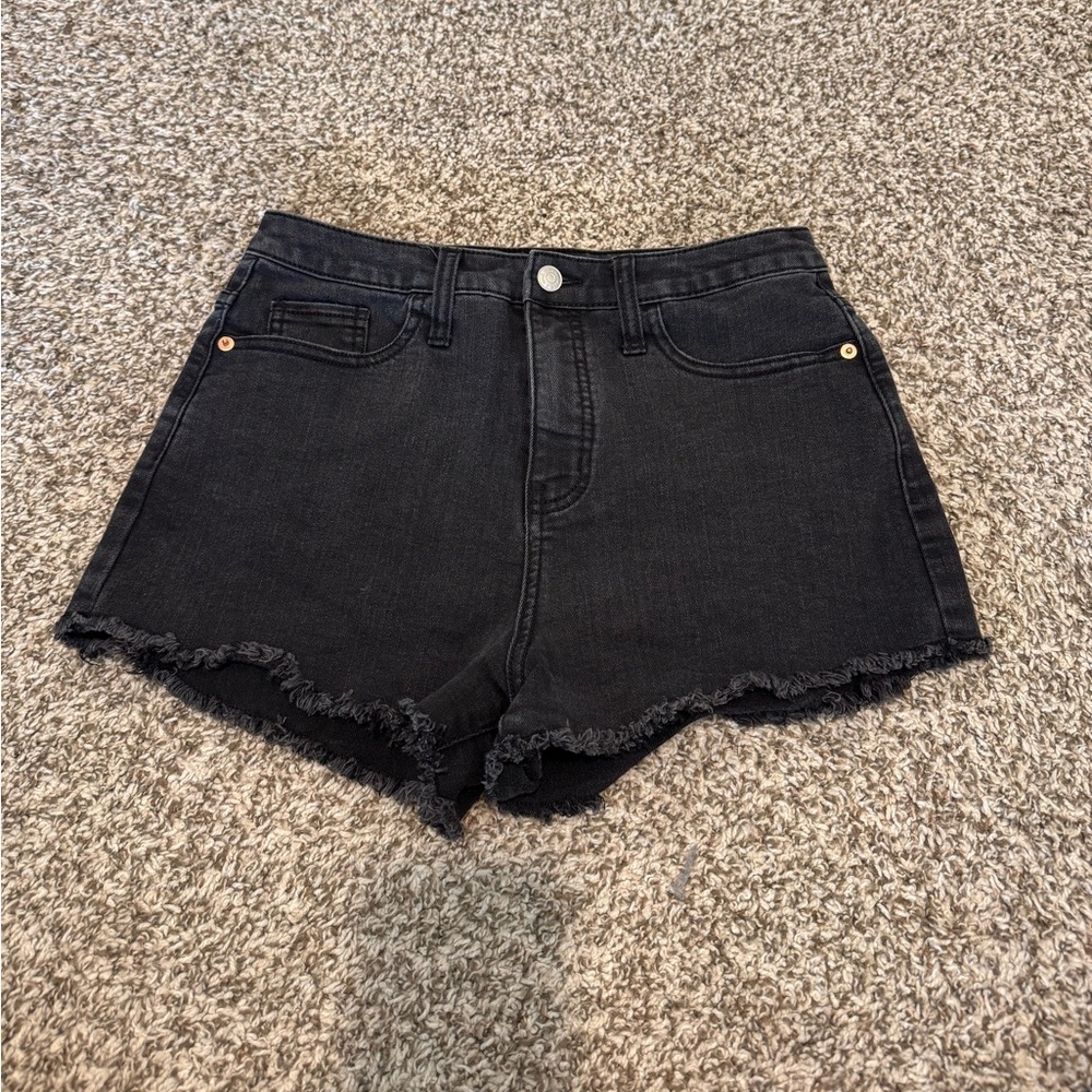Black High Waist Jean Shorts